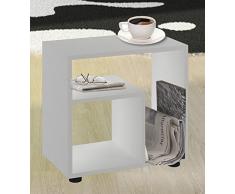 VCM Beistelltisch Sofa Tisch Nachttisch Kaffeetisch Nachtkonsole Couchtisch Wohnzimmertisch Weiß 55 x 50 x 30 cm Zeito