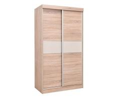 Schiebetürenschrank/Kleiderschrank Bermeo 03, Farbe: Eiche Braun/Creme - 220 x 120 x 65 cm (H x B x T)