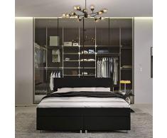 INNOCENT® - P4 | Boxspringbett 160x200 in Schwarz PU | 3D-Air 6cm Topper | Bonell-Federkernmatratze | H2 Härtegrad | Boxbett für Hotels | HB00