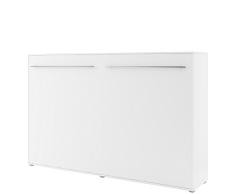 Schrankbett Concept PRO Horizontal, Wandklappbett, Bettschrank, Wandbett, Schrank mit integriertem Klappbett, Funktionsbett (140x200 cm, Weiss matt)