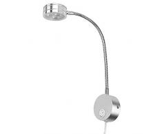 GLW 3W LED Schwanenhals Nachttischlampe,Moderne Mini Aluminium Wandleuchte Lampe,Flexible Rohr Leselampe,Warme Weiße Arm Lampe mit On/Off Schalter,Kein Stecker