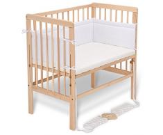 FabiMax 3371 Beistellbett BOXSPRING natur, inkl. Matratze COMFORT und Nestchen Amelie weiß