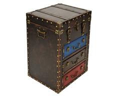 ts-ideen Koffer Kommode Truhe Schrank mit Kunstleder im Vintage Antik Used Look Nieten Design Aufbewahrung 3 Schubladen und Deckelfach
