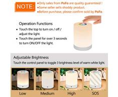 DIWUJI Nachttischlampe Touch Dimmbar, LED Smart NachtLicht Stimmungslicht Schreibtischlampe, USB Aufladbar, Tragbar, FarbWechsel 256 RGB für Kinder, SchlafZimmer, Camping (Warmweiß)