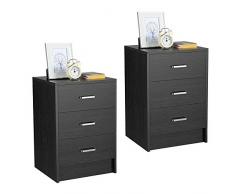 Yaheetech 2 x Nachtschrank Kommode Boxspringbett, Nachttisch Nachtkommode 59cm hoch, Schubladen mit Griff