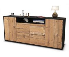 Stil.Zeit Sideboard Ephenia/Korpus anthrazit matt/Front Holz-Design Pinie (180x79x35cm) Push-to-Open Technik