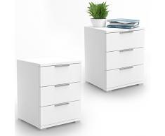 Vicco Nachtschrank 2er Set Kommode Nachttisch Schrank Schublade Ablage Schlafzimmer (Weiß)