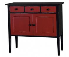Casa Padrino Jugendstil Kommode 100cm Schwarz/Rot - Landhaus Stil Sideboard Schrank