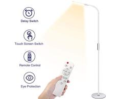 Stehlampe LED Dimmbar mit Fernbedienung, HENZIN 9W LED Stehleuchte für Wohnzimmer Schlafzimmer, 5 Helligkeitsstufen 5 Farbtemperaturen,Flexibler Schwanenhals, Touch Kontrolle,Augenschutz -Weiß
