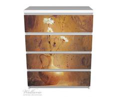 Wallario Möbelfolie / Aufkleber für IKEA MALM Kommode - Antike Vase mit Blumen mit 4 Schubfächern