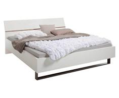 Bettgestell Doppelbett | 180 x 200 cm | Dekor | Weiß Hochglanz