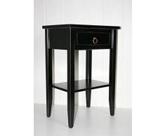 Casa Massivholz Pappel Nachtkonsole schwarz antik Vintage Nachttisch Shabby-Chic