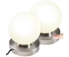 Tischlampe mit Dimmer Touchfunktion - EEK: A++ bis E, 1er oder 2er Set, E14, LED, mit Berührungssensor - Nachttischlampe, Nachttischleuchte - für Wohnzimmer, Schlafzimmer, Kinderzimmer (2er)