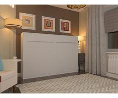 Schrankbett 120x200 cm Horizontal Weiss SMARTBett SMART Punkt Kaltschaummmatratze 120x200 cm, ideal als Gästebett - Wandbett, Schrank mit integriertem Klappbett, SMARTBett