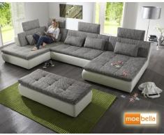 WOHNLANDSCHAFT SOFA FREE MIT SCHLAFFUNKTION UND 4X KOPFSTÜTZEN ECKSOFA LEDER SCHLAFSOFA SCHLAFCOUCH LOUNGE
