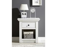 Beauty.Scouts Nachtkonsolen Set Miamar - Set, 2 Stk, Nachtschrank, Nachtkommode, Nachttisch, Schrank, Kommode, Konsole, Beistelltisch, Aufbewahrung, optional mit Korb, B/H/T: 59 x 62 x 45 cm, Landhaus, Pinie Weiss NB, Schrankzusatzteile:ohne Korb