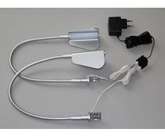 2 x LED Bettleuchten / Alu / Art. 2436-2 / Komplettset / Bettleuchte / Bettbeleuchtung / Leseleuchte / Buchlampe / Nachttischlampe / Lichtfarbe kalt weiß / Komplettset mit Netzteil, Kabeln, Steckverbindungen und Befestigungsmaterial