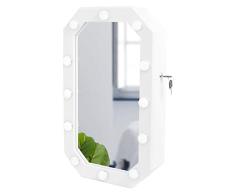 Beautify Schmuckschrank mit LED-Beleuchtung, Hängend Kosmetik Organisator Wandspiegel mit Tür und Magnetverschluss Aufbewahrungsmöglichkeiten für Badezimmer, Schlafzimmer