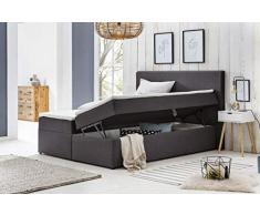 Furniture for Friends Möbelfreude® Polsterbett Bianca | 180x200 cm Anthrazit H2 | mit Bettkasten & hochwertiger Bonell Federkernmatratze | Boxspringbett-Optik