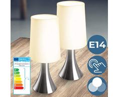 Tischlampe mit Dimmer Touchfunktion - EEK: A++ bis E, 2er Set, E14, LED, mit Berührungssensor - Nachttischlampe, Tischleuchte, Nachttischleuchte - für Wohnzimmer, Schlafzimmer, Kinderzimmer (2er)