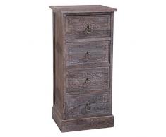 CARO-Möbel Nachttisch ENZO Nachtschrank Nachtkonsole mit 4 Schubladen im Vintage Look für Boxspringbetten