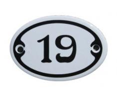 Nummer 19 Mini Emaille Schild Jugendstil ca. 4,2 x 6,2 cm Türschild Zimmer Schublade Schrank Kommode Emailschild oval weiß