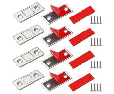 XCOZU Türmagnet,4 Stück Ultra Dünn Tür Magnetverschluss Magnetische Türverschluss Selbstklebend,Türmagnet Stark Magnetschnapper Magnetschloss Edelstahl für Schubladen Schrank Küchenschrank Schiebetür