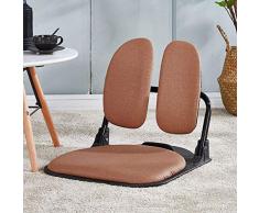 BLSTY Tragbar Tatami Bodenstuhl mit Gepolsterter, Mit Rückenlehne Schlafsofa Liege Faltbar für Wohnzimmer Terrasse Garten Meditationsstuhl Spiel Stuhl-Brown-Leder-40x50x49Cm