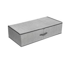SONGMICS Aufbewahrungstasche mit Verstellbarer Trennwand, Unterbettkommode, Faltbarer Organizer, unter dem Bett oder auf dem Schrank, für Decken, Bettwäsche, Kleidung, 82 x 42 x 20 cm, grau RUB01G