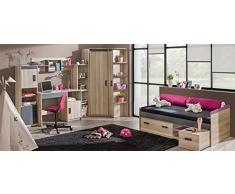 Bett Schrankbett mit schreibtisch ULTIMO Kinderzimmer Jugendzimmer (COIMBRA ESCHE DUNKEL / GRAPHITE / VIOLETT)