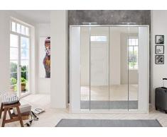 lifestyle4living Kleiderschrank in weiß | Drehtürenschrank, 4-türig, Falttürenschrank mit Spiegeltür ca. 183 cm