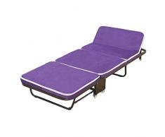 Klappbett Mittagspause Klappbett Einzelbett Siesta Bett Holzbett Dreifachgefaltetes Schwammbett Büro Doppelschlafsofa Reise Tragbares Bett (Color : Purple, Size : 180 * 65 * 25CM)