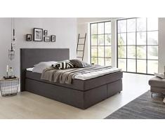 Furniture for Friends Möbelfreude® Boxspringbett Benno | 160x200 cm Anthrazit H2 | mit hochwertiger Bonell Federkernmatratze, Komfortschaum-Topper