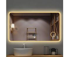 NJYT LED Badezimmer Wandspiegel, Anti-Fogging Und Bluetooth Beleuchteter Schlafzimmerspiegel Mit Touch-Schalter 5mm Explosionsgeschützter Spiegel (Size : 80CMx130CM)