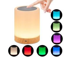 omitium Nachttischlampe, LED Nachtlampe mit Dimmer 360° Berührungssensor USB Aufladbar Tragbare 16 Farben Tischleuchte für Kinder Schlaf Zimmer Camping (Warmweiß)