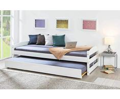 Inter Link 2 in 1 Bett Sofabett mit 2 Liegeflächen Massivholz weiss 90 x 200 cm Gästezimmer Kinderzimmer Jugendzimmer Schlafzimmer