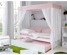 Ticaa Himmelbett Rosa 310 Kiefer Weiß (Rosa/Weiß Stern)