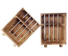 Vintage Möbel 24 GmbH 2X GEFLAMMTER NACHTTISCH Holz auf Füßen/NEU / 30,5x40x54 cm / 2 Fächer mit viel Platz