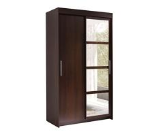 Kleiderschrank Nero 120, Elegantes Schlafzimmerschrank mit Spiegel, 120 x 216 x 60 cm, Modernes Schwebetürenschrank für Schlafzimmer, Jugendzimmer, Schiebetür, (Wenge)