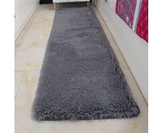 ZMIN Verdickt Shaggy Teppich Für Schlafzimmer,super Weich Fluffy Bereichs-wolldecke Hochflor Fußmatten Wohnzimmer Bay-Fenster Balkontür Nachttisch Matte-grau 50x200cm(20x79)