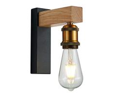 Martll Wandleuchte Innen Holz Vintage E27 Wandlampe aus Holz Wandbeleuchtung Retro Design Innenbeleuchtung für Flur Landhaus Schlafzimmer Wohnzimmer Esstisch (A)
