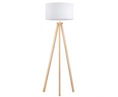 Tomons Stehlampe LED Dimmbar aus Holz Dreibein, Skandinavischer Stil, Moderne Standleuchte für Wohnzimmer, Schlafzimmer, Arbeitszimmer, Hotel und Büro, Weiß