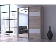 MG Home Kleiderschrank S12 mit Schiebetüren 120 cm oder 180 cm Erle Canterbury Eiche Sonoma Eiche Wenge 18 mm Laminatplatte (Sonoma Eiche, 120 x 200 cm)