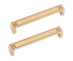 PSHHLBR Türgriff Türdrücker,Weinschrank-Nachttisch-einfacher Türgriff,Garderoben-Fach-Griff,Antiker Kupferner Fester Griff,Doppelte Loch-Installation (Color : Gold, Size : 13.5cm*2)