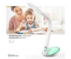 WILIT® H2 12W bunte dimmbare Schreibtischlampe LED, Tischlampe mit Schwanenhals, Nachttischlampe mit Touchfeld, Farblicht und 3 Helligkeitsstufen, weiÃ