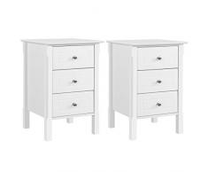 Yaheetech 2 STK. Nachtschrank Nachtkommode Boxspringbett Nachttisch Konsole Schrank, mit Schubladen, LBH: 40x40x60 cm, Weiß