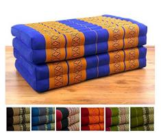 livasia Kapok Klappmatratze der Marke Asia Wohnstudio, Naturmatratze, Faltmatratze, Entspannungsmatte für Indoor und Outdoor, optimal als Gästematratze oder Gästebett geeignet, (blau/gelb)