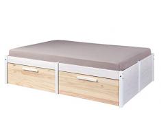 Inter Link FSC Funktionsbett Doppelbett inkl. Schubkasten 140x200 Schubladen Massivholz weiß natur Kinderzimmer Jugendzimmer Schlafzimmer