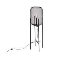 QAZQA Modern Moderne schwarze Stehleuchte/Stehlampe/Standleuchte/Lampe/Leuchte - Bliss Mesh/Innenbeleuchtung/Wohnzimmerlampe/Schlafzimmer Stahl Länglich/Rund LED geeignet E27 Max. 1 x 6