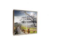 mb-moebel Kleiderschrank Schrank Gaderobe Schiebtüren 205 cm TREPPE (Korpus: Wenge)